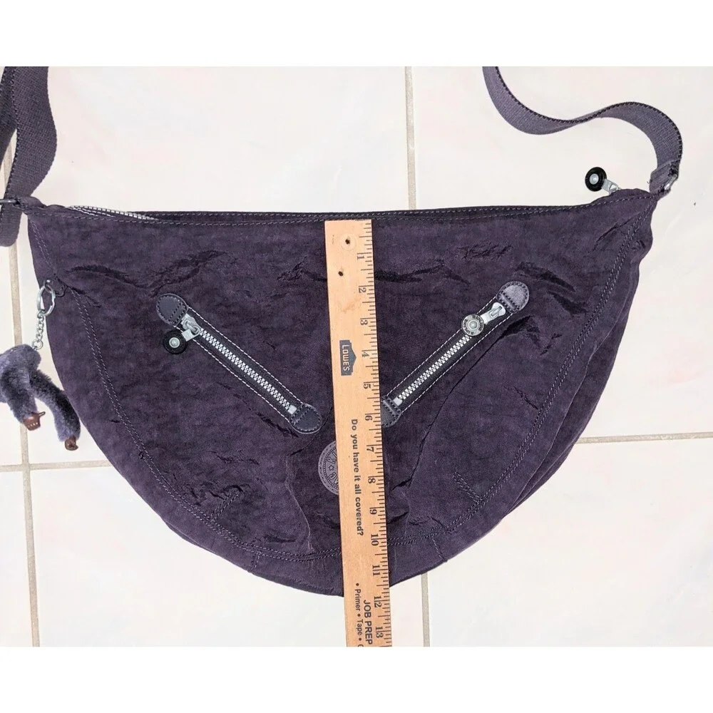 Kipling Farrah Purple Nylon Large Shoulder Bag Crossbody Hobo Slouched Handbag